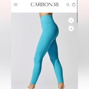 CARBON38 Aqua blue ribbed work out set — leggings - small, camisole/bra - small